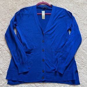 NWT J. Crew Blue Button Front Cotton Cardigan Women’s Size S
